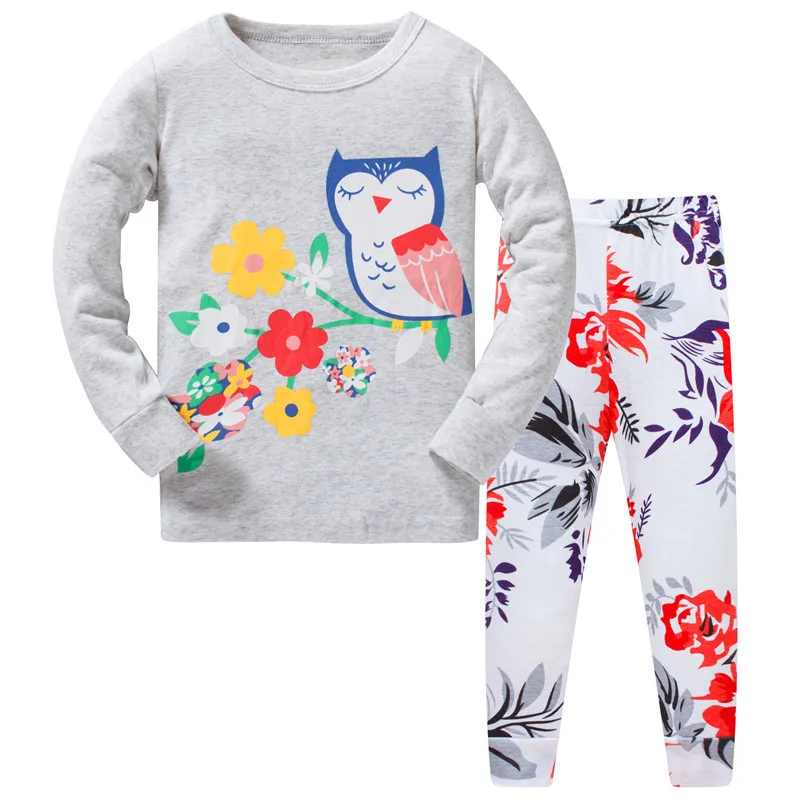 Домашняя одежда для сна для девочек; Детская Хлопковая пижама; комплект детской пижамы с длинными рукавами и героями мультфильмов; комплект повседневной пижамы для мальчиков - Цвет: Model 7