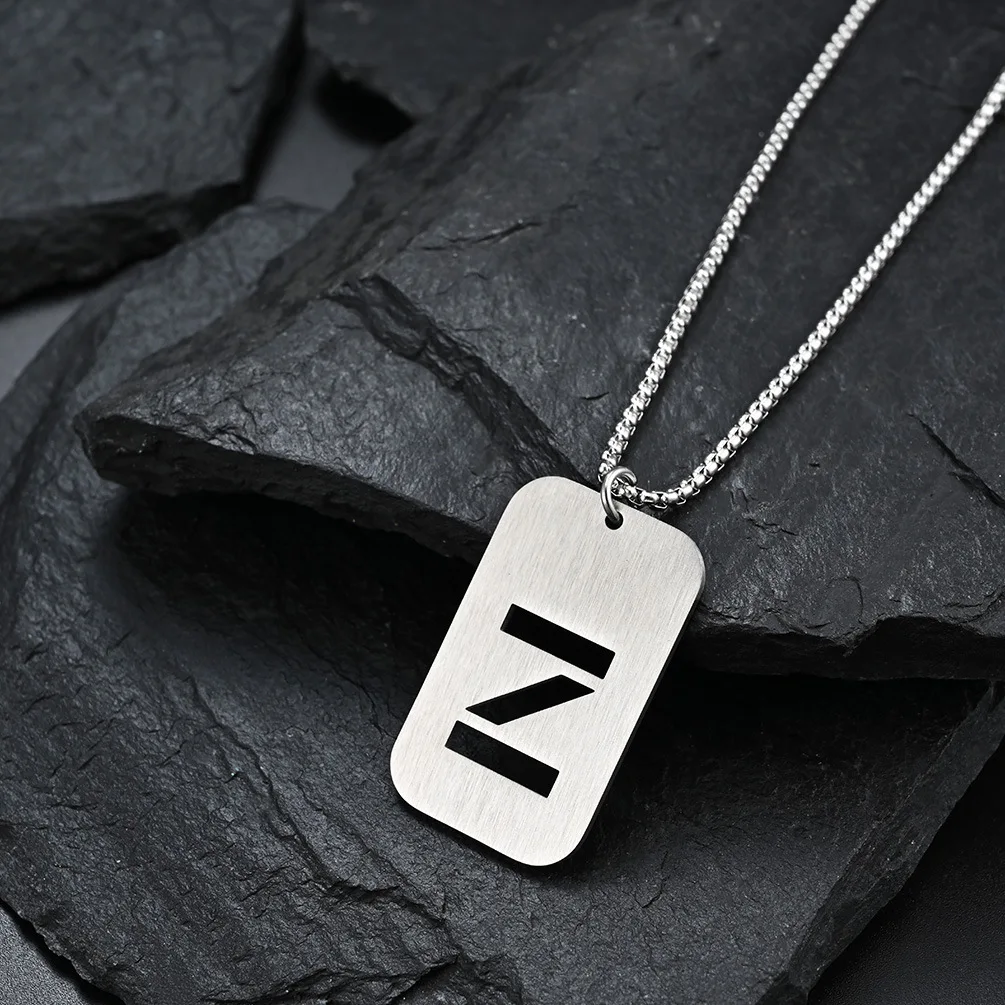 

Family Name English Letters Hollow Out Military Brand Name Plate Pendant Simple Men and Women Couples Single Pendant