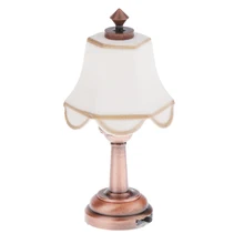 

1/12 Dollhouse Miniature LED Light Desk Lamp with Umbrella Lampshade Decor