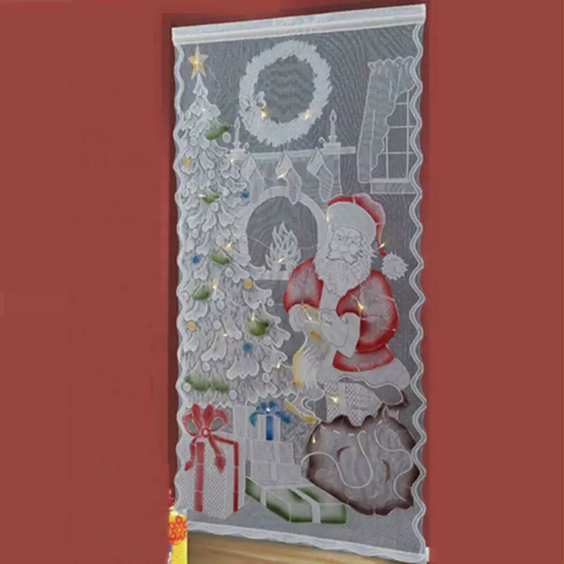 40x8" Рождественские кружевные занавески для окон, дверей, рождественские вечерние занавески Санта Клауса, Декор для дома