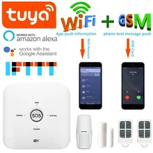 Tuya Smart wifi GSM домашняя система охранной сигнализации охранный комплект Детектор движения приложение управление с Google Alexa для защиты дома