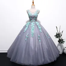 Высококачественные вечерние платья для выпускного вечера, модное серое Пышное Платье, элегантное бальное платье с вырезом лодочкой и коротким рукавом с аппликацией в пол