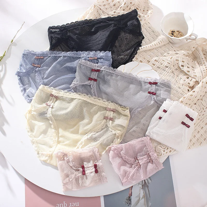 

Girls Underwear 5pc/lot lace panties soft sweet Briefs low waist Young Girl teenagers lovely Pants children students