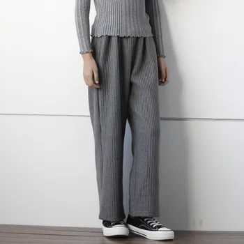 

2019 New Children Winter Girls Clothes Gray Pants Pure-color Leisure Cotton Loose Wear Warmth Straight Pants Kids Clothes