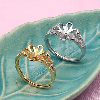 

Ring Mount Pearl Accessories Adjustable Size 925 Silver Plated Ring Jewelry DIY No Pearl Free Shipping