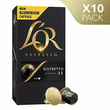 

L'OR Espresso Kaffee Ristretto Intensität 11 - Nespresso®* kompatible Kaffeekapseln aus Aluminium - 10 Packungen mit 10 Kapseln