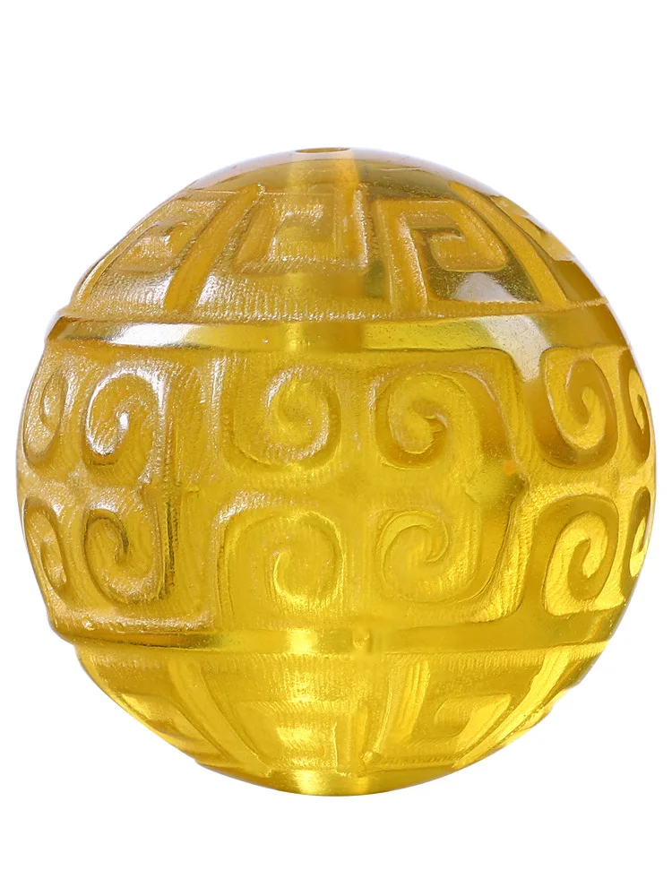 

Round Beads Jingang Russian Beeswax Bracelets Men's Loose Beads Golden Amber Natural Back Pattern Beads Amber Not Inlaid Domesti