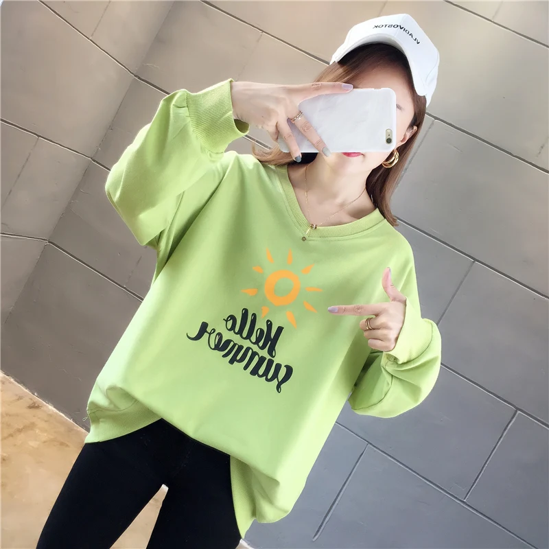 Большие размеры, уличная одежда sudaderas mujer,, негабаритная Женская одежда, милый свитер, kawaii, с надписями, Флисовые женские, K0310