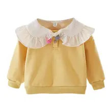 Детский свитер для маленьких девочек; хлопковая теплая одежда с длинными рукавами; модный тренд; Лоскутная одежда на пуговицах со шнуровкой