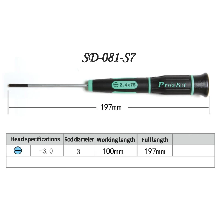 Pro'skit SD-081 шлицевая Прецизионная отвертка Подходит для прецизионных 3C электронных ремонтных плоских отверток, таких как мобильный телефон