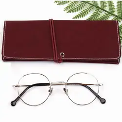 4Color Retro Handmade Leather Sunglasses Case Bandage Eyeglasses Box Storage Glasses Pouch Bag Accessories Eyewear Container