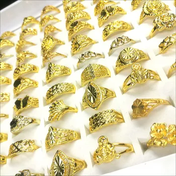 

36 Pcs top quality gold color fashion women alloy ring lot wholesale luxury jewelry wholesale