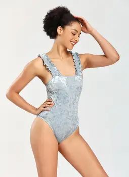 

Sexy bikini ladies swimsuit solid color gold velvet bronzing bodysuit beachwear 2020 new swimwear women