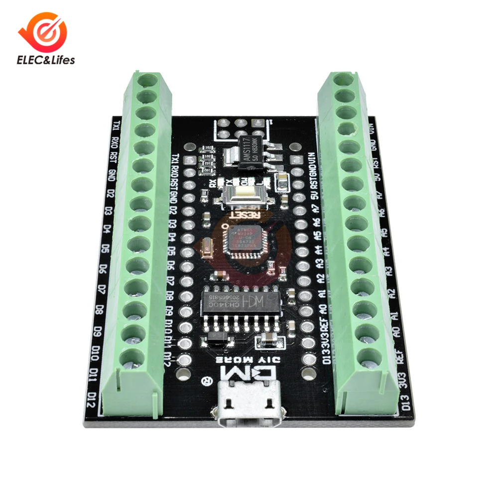 CH340 NANO V3.0 ATMEGA328P CH340G nano 3,0 V3 контроллер 2 в 1 микро USB терминал щит адаптер плата расширения для Arduino