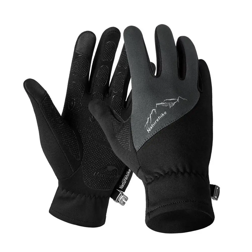 Grey-S Naturehike для улицы и занятий спортом из флисовый перчатки мужские и женские зимние альпинистские беговые велосипедные перчатки - Цвет: Grey-S