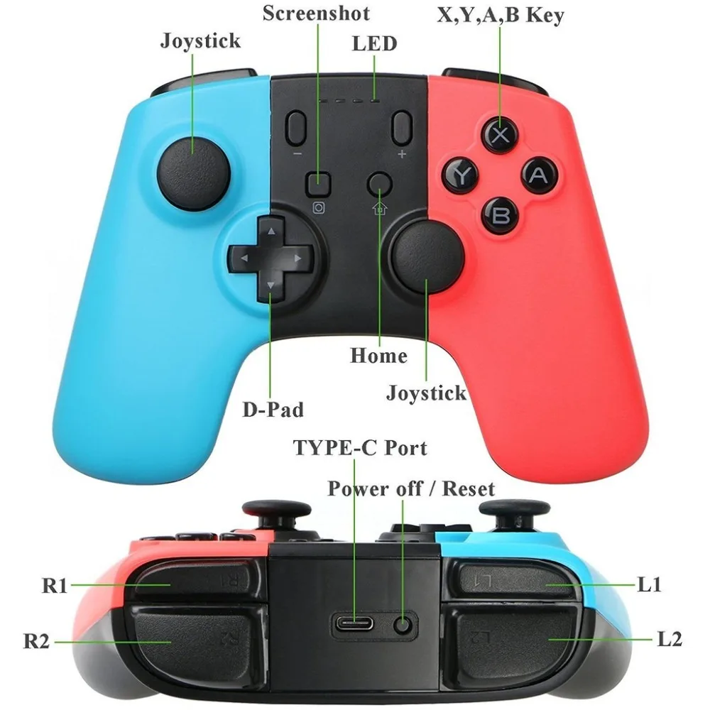 Wireless Bluetooth Pro Controller Gamepad Joypad Double Motor Shock Remote for Nintend Switch Console Gamepad Joystick Controle