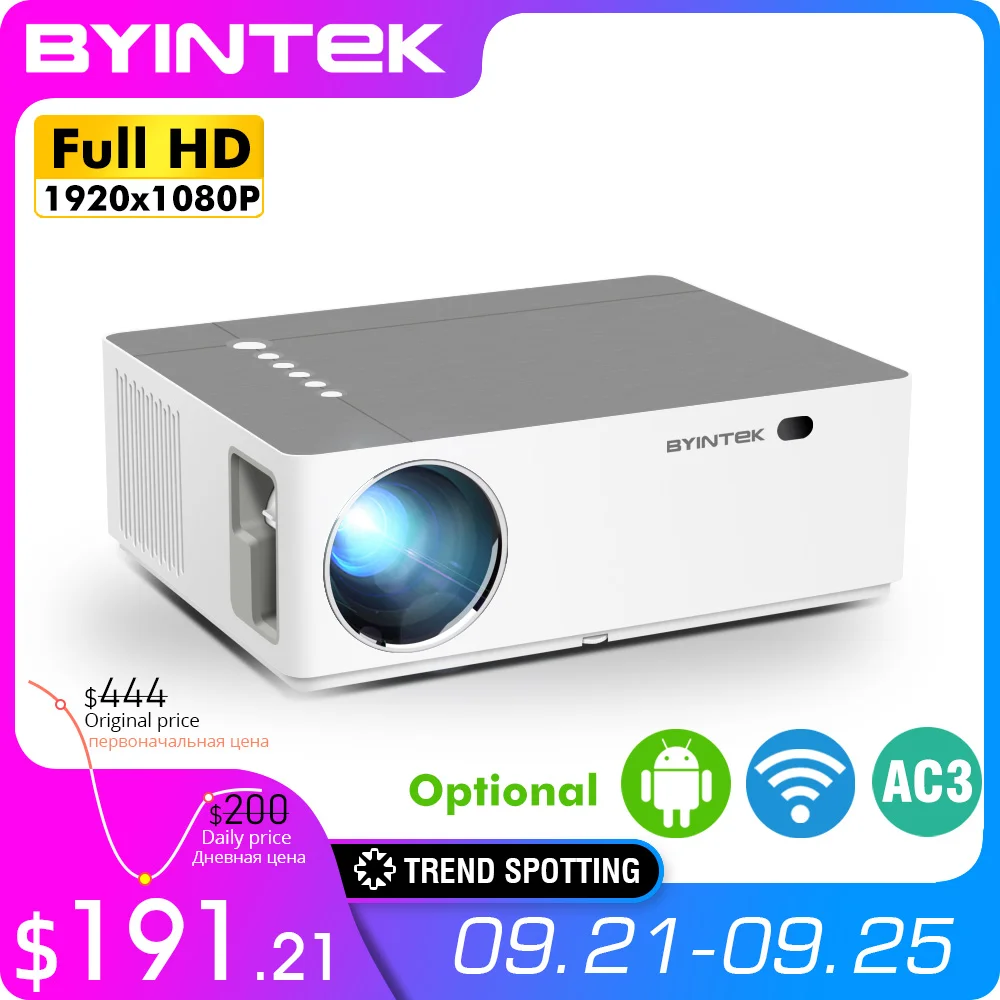 BYINTEK K20 Full HD 4K 3D 1920x1080p Android Wifi LED Video lAsEr Home Theater Projector Proyector Beamer for Smartphone