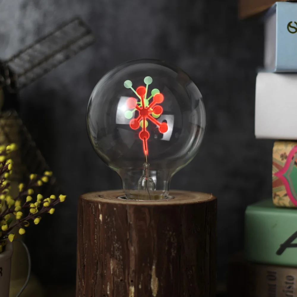 

G80 Flame Bubble Christmas Snowflake Bulb Flame Snuff Bubble Valentine's Day Decorative Light Bulb Small Night Lamp Holiday Ligh