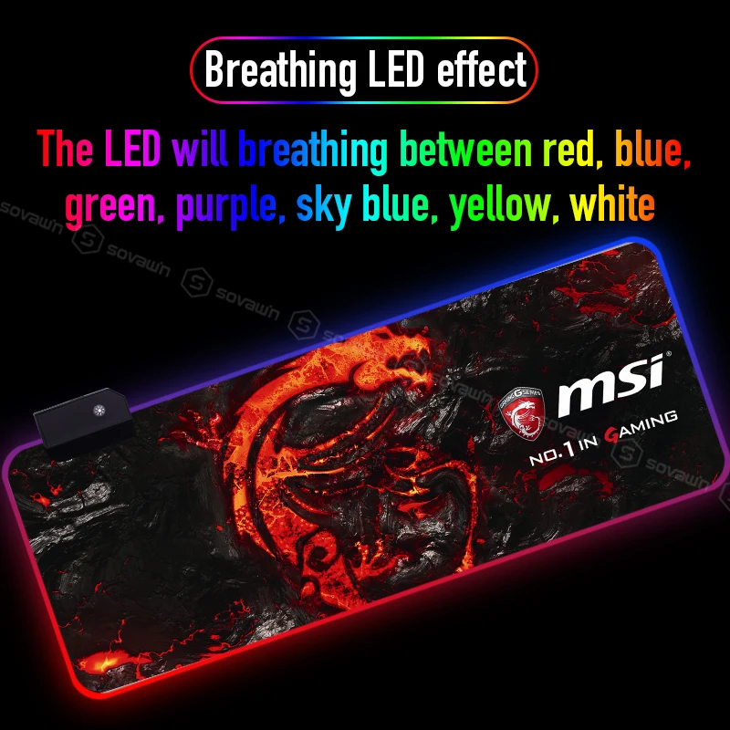 Gaming Mouse Pad RGB LED Lighting 900x400mm XL Large Dragon Pattern Keyboard Mousepad Natural Rubber Desk Mat Gamer For Laptop