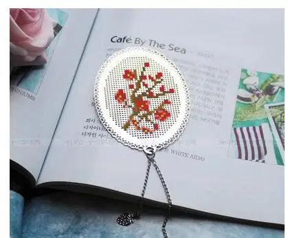 Мм DIY ремесло Стич вышивки крестом металлическая Закладка серебро Золотой Рукоделие Вышивка ремесла счетный крест-Набор для вышивки Панси - Цвет: Оранжевый