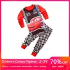 Conjuntos de pijamas para niños y niñas, ropa de algodón, camiseta de manga larga con dibujos de coches y pantalones, 95, novedad de 2022 ► Foto 1/6