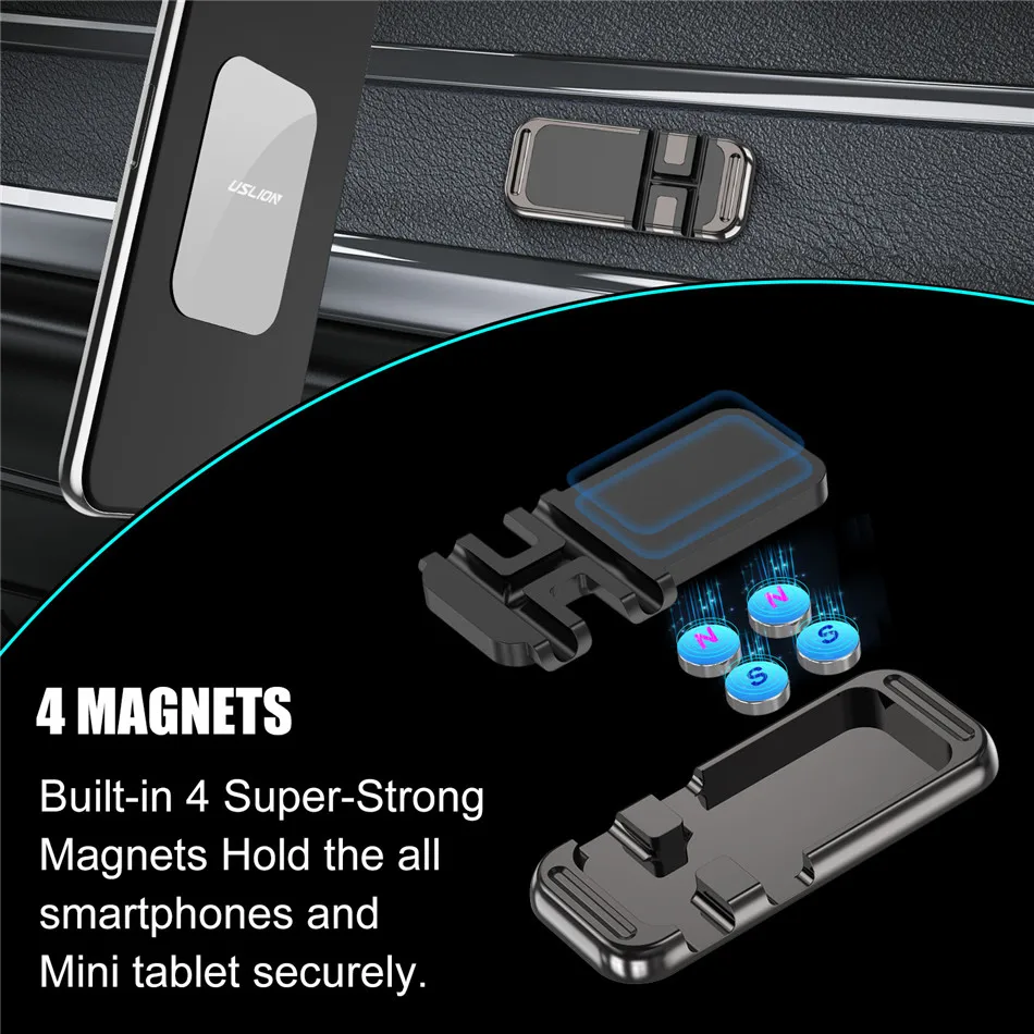 mobile holder for hand USLION Magnetic Car Phone Holder Universal Alloy Stand For Huawei Mate 40 Wire Clip Magnetic Bracket For iPhone 12 11 Car Mount phone holder for car cup holder