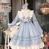 Mothybot Lolita Elegant Blue Dress With Brown Bear of New Autumn And Winter Loose Op Long Sleeve Wedding Cloth 2022 ► Photo 1/6