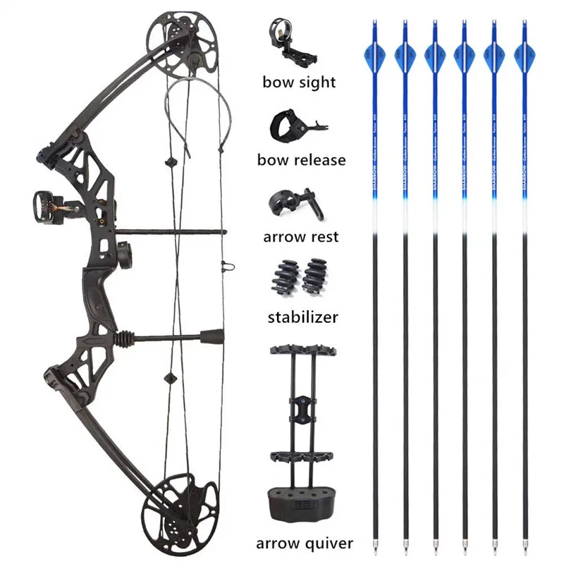 1 Набор для стрельбы из лука блочный лук 30-70 фунтов Регулируемый порошкообразный охотничий лук металлический материал с 6 карбоновыми стрелами набор для стрельбы из лука аксессуары