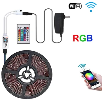 

12V RGB LED Strip Wifi SMD 2835 1M - 5M 10M 15M 20M SetTape Diode RGB Led TV Strip Light Wifi + Power IR APP Control Wireless