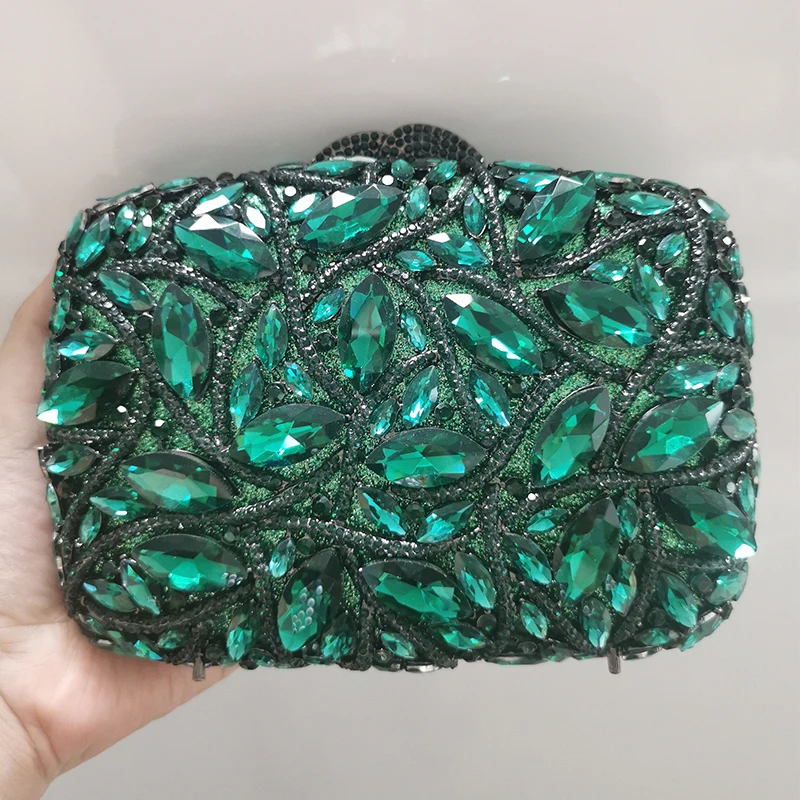 

30 Colors WHTUOHENG Big Gemstone Evening Crystal Clutch Bag Women Wedding Prom Dinner Purses Luxury Party Lady Diamond Clutches