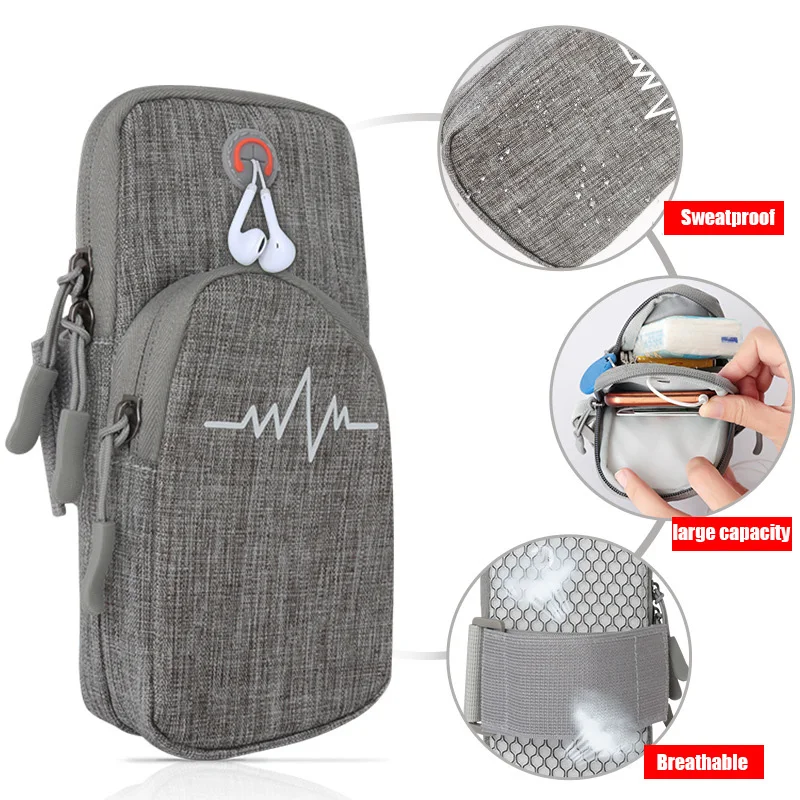 Bolsa de brazo de teléfono con cremallera, funda para el brazo, impermeable, portátil, para correr, deportes, Fitness, HB88