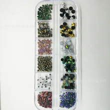 Маникюр смешанные аксессуары 12 ящик с отделениями аксессуары дрель Заклепки блесток жемчуг полимерная глина 12 украшения Смешанные