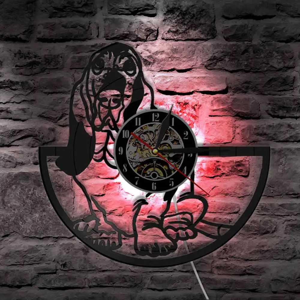 Бассет-Хаунд собачий уход за домашними животными Виниловая пластинка настенные часы подарок для любителей собак ручной работы щенков настенные художественные часы-украшение дизайн животных