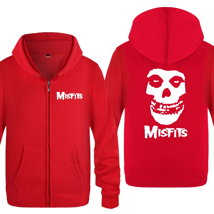 HOY BAT The Misfits панк рок толстовки для любителей музыки мужские мужская молния с капюшоном флисовые толстовки кардиганы - Цвет: HOY BAT
