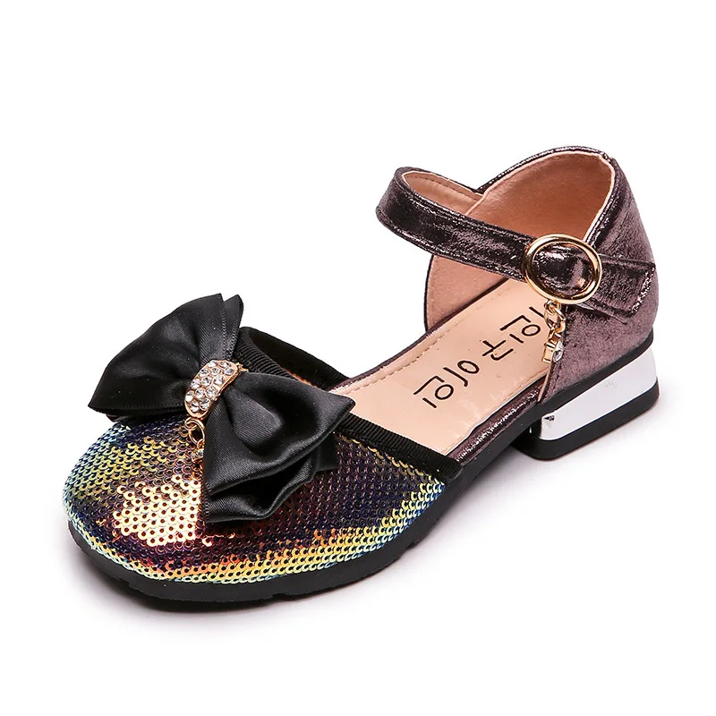 Sequin rhinestones Childrens Girls dance Shoes Kids Girls Princess Shoes For Party Wedding Big Girls Dress Shoes chaussure fille