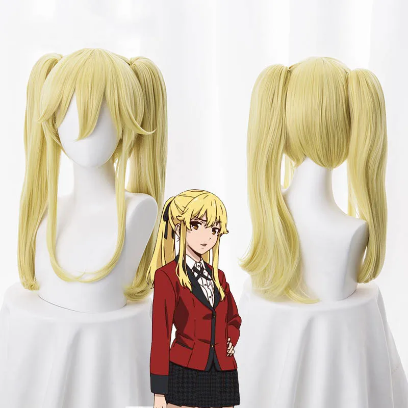 

New Anime Kakegurui Saotome Meari Cosplay Wigs Halloween,Party,Stage,Play Women/Girls Light Gold Long Ponytail Hair High Quality