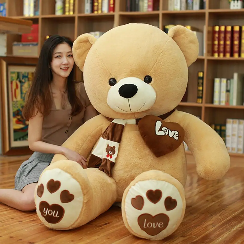  High Quality 80/100CM 4 Colors Teddy Bear With Scarf Stuffed Animals Bear Plush Toys Lovely Doll Ki
