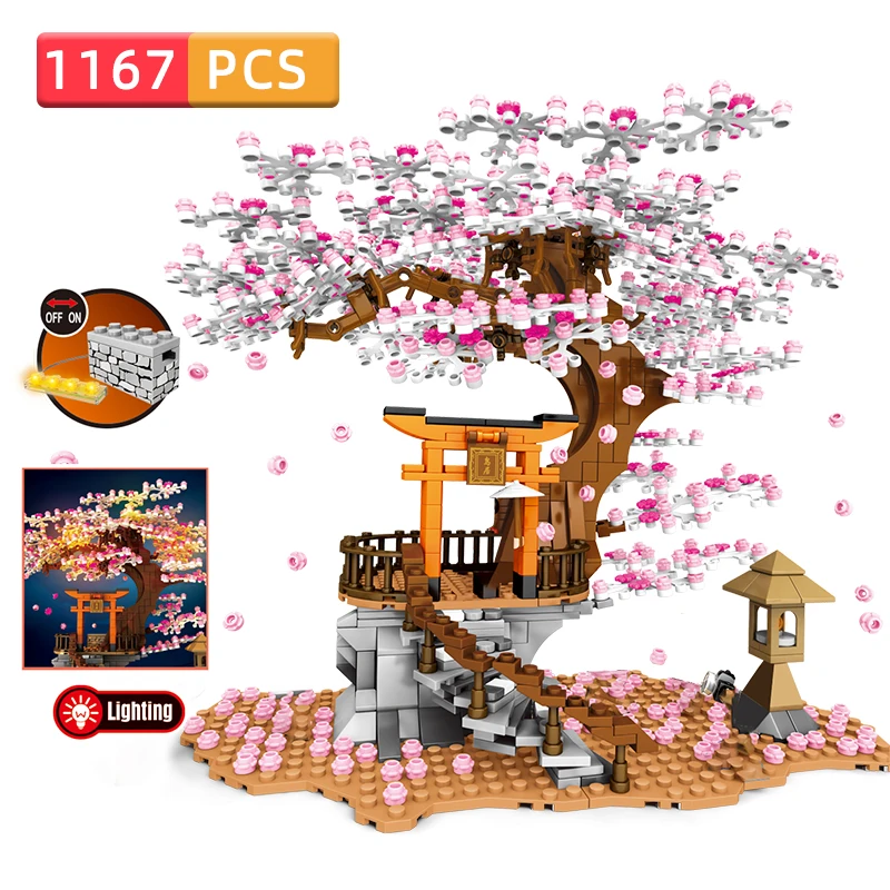 

SEMBO Blocks Technic City Street View Sakura Tree House Cherry Blossom Creator Building Blocks Bricks Toys For Girl Friends Gift