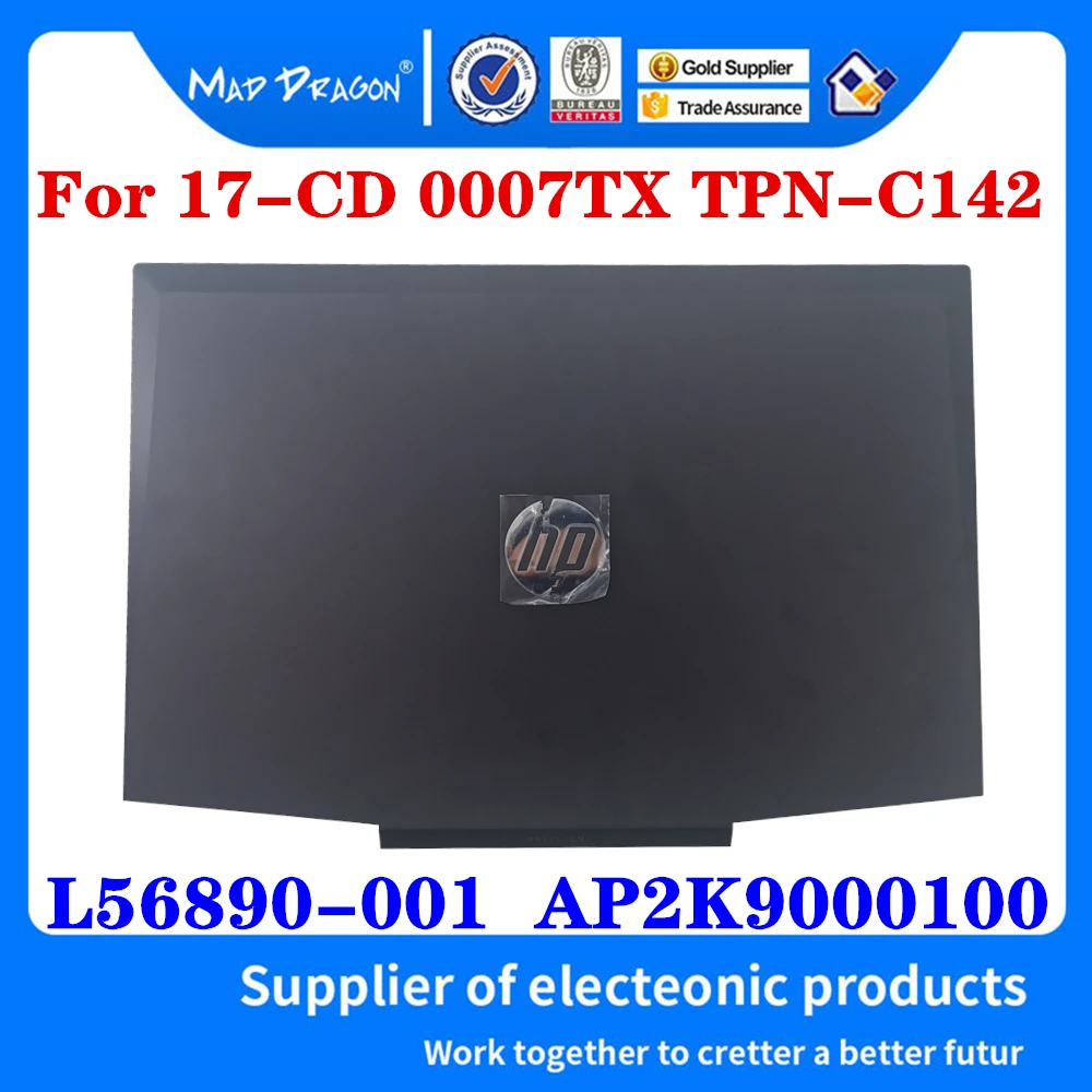 Nuovo L56890-001 Ap2K9000100 Per Hp Pavilion Gaming 17 17-Cd0000 17-Cd Tpn-C142 Cover Posteriore Lcd Per Laptop Nero A Shell Silver Logo