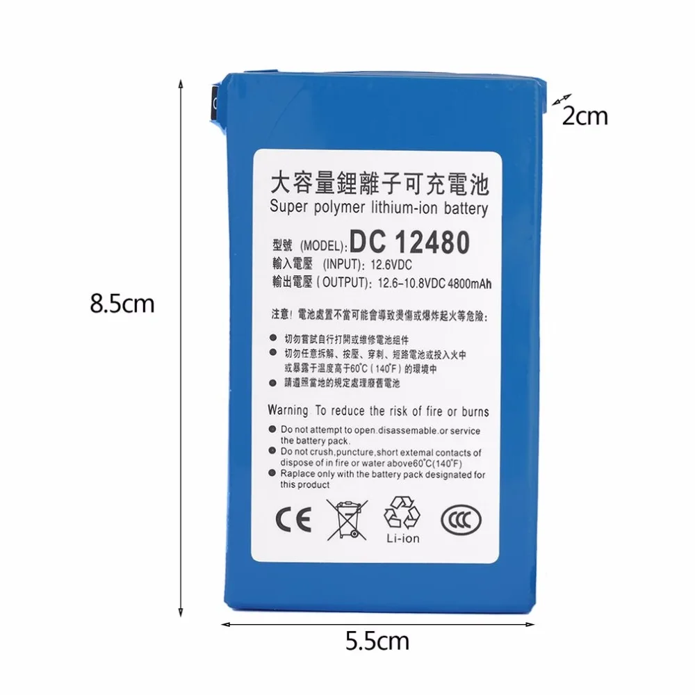 Компактный размер DC12V 4800MAH супер большой емкости перезаряжаемая литий-ионная батарея долговечное использование батареи для камеры видеонаблюдения