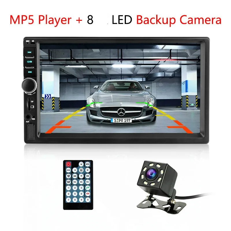Автомагнитола 2Din общего автомобиля 7 ''ЖК сенсорный экран стерео MP5 плеер USB FM Bluetooth аудио Поддержка Камера заднего вида 7018B - Цвет: with 8led camera