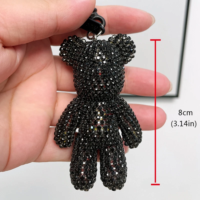 Rhinestone Cute Bear Key Chain Tassels Keychain Anti-lost Pendant Holiday  Car Key Ring Chain Holder Keyfob Jewelry For Girl Gift