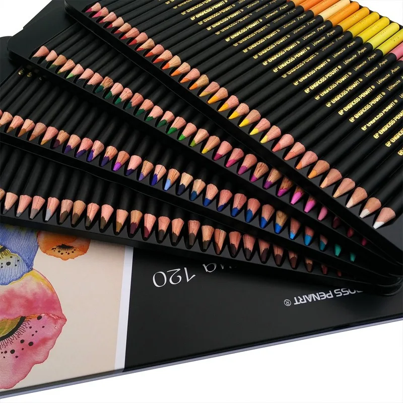 Набор акварельных карандашей 120 цветов водорастворимые цветные карандаши в