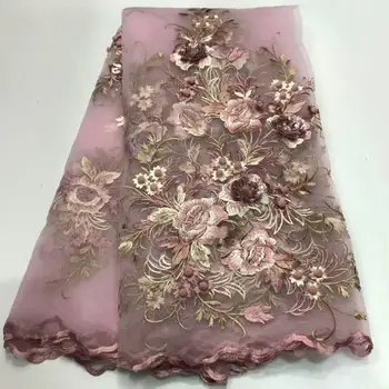 

High Quality African Lace Fabric Net French Lace Fabric Tulle With Rhinestones Nigerian Lace Fabric For Wedding 5 yards/lot