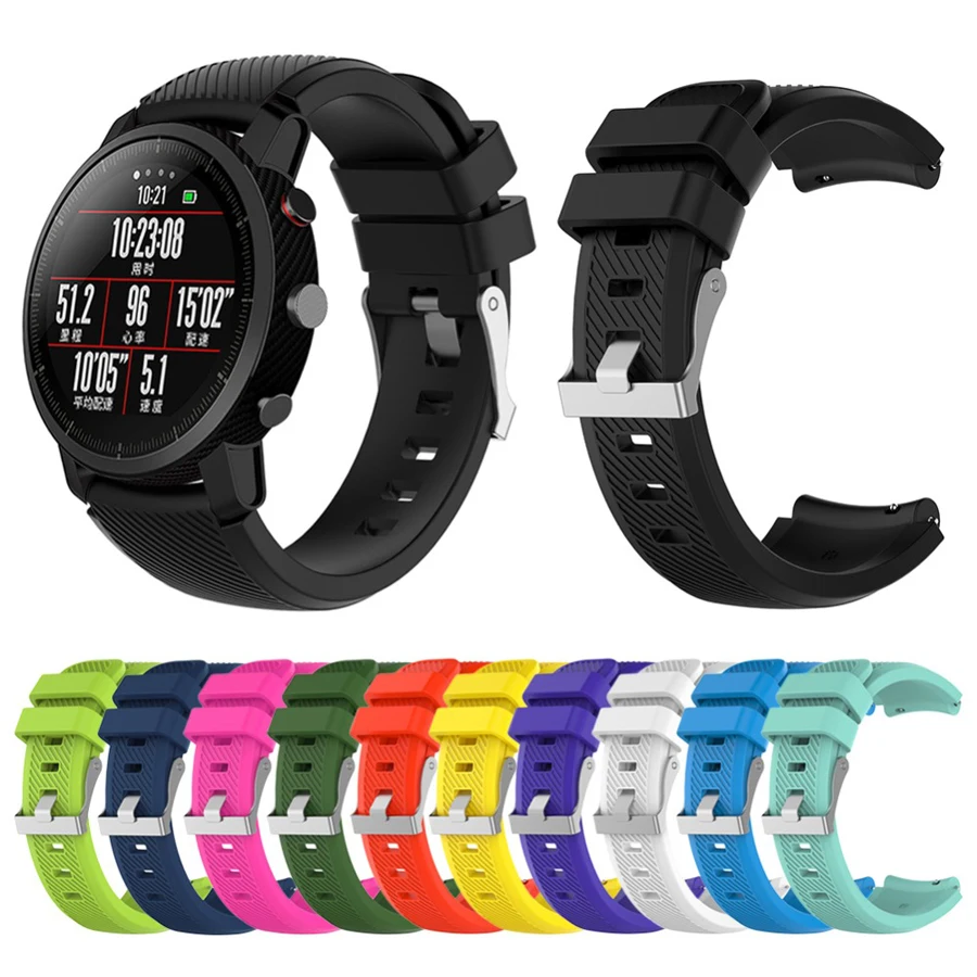 Ремешок силиконовый для смарт-часов Xiaomi Amazfit Pace Stratos 2 2s спортивный сменный