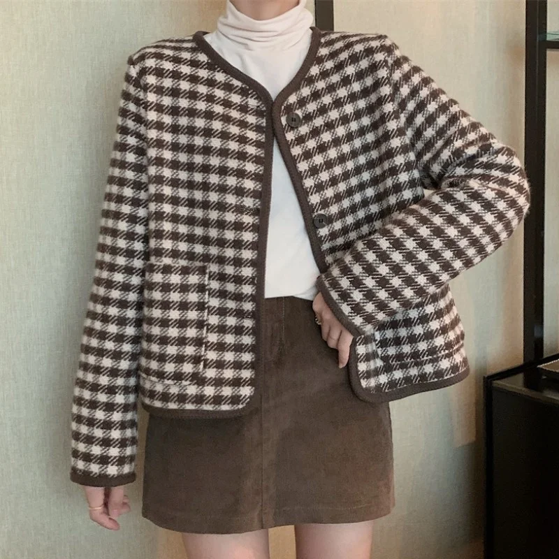 CMAZ 2021 Autumn Winter Thick Coats for Women Style Cotton Padded Thickened Plaid Short Coat New 'S Korean-Style Fas | Женская
