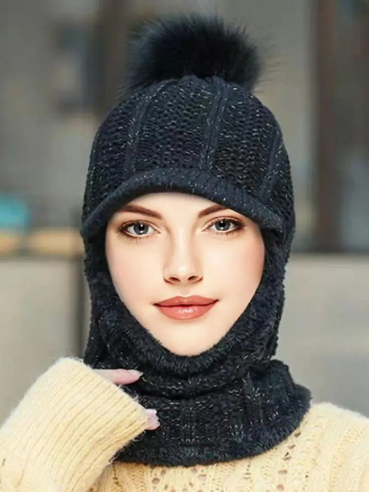 Ensemble bonnet et écharpe d'hiver pour femme, bonnet cagoule