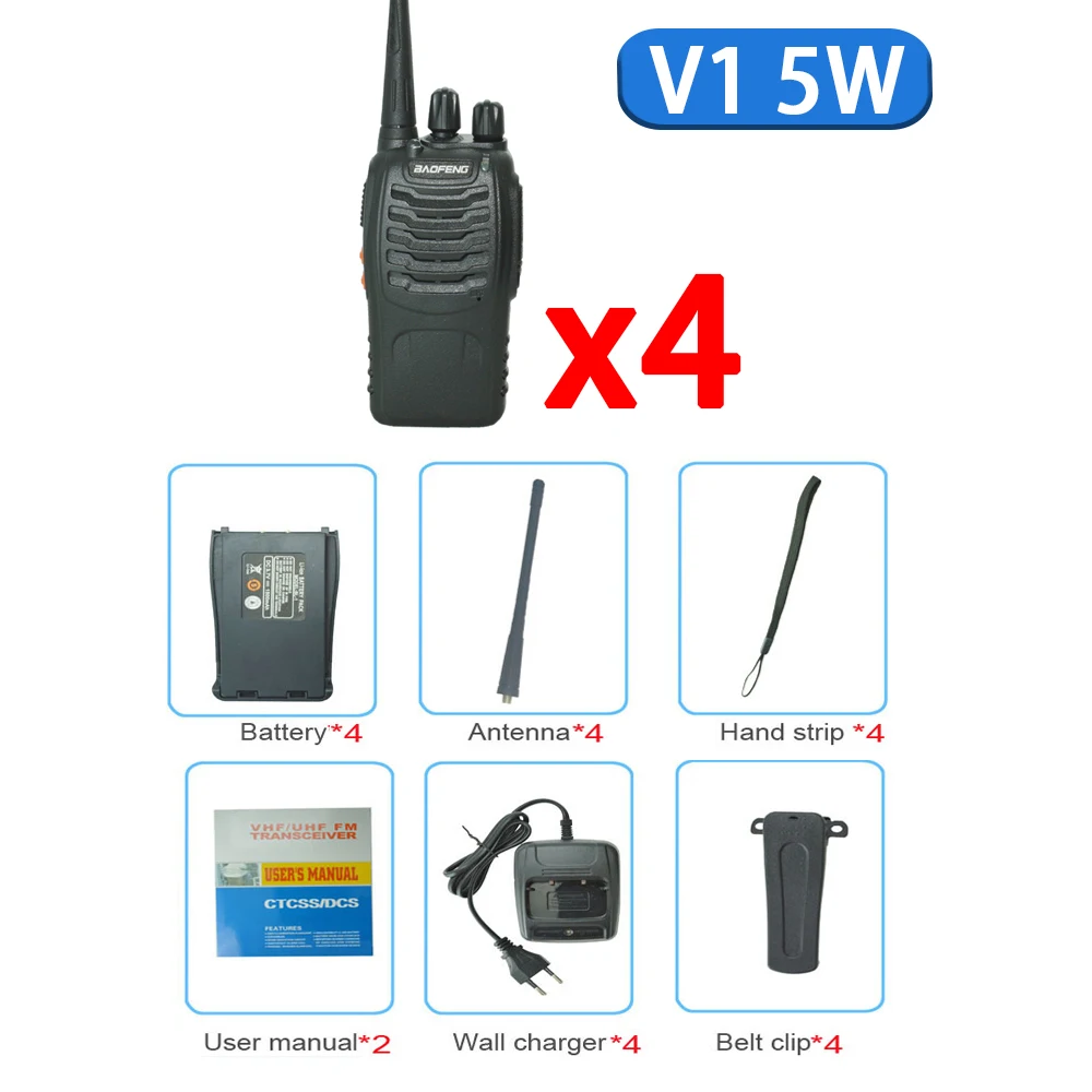 2022 Original  New 2PC or 4PCS Baofeng BF-888S Walkie Talkie UHF 5/10W 400-470MHz BF888s BF 888S Cheap Two Way Radio Transceiver two way radios for sale Walkie Talkie