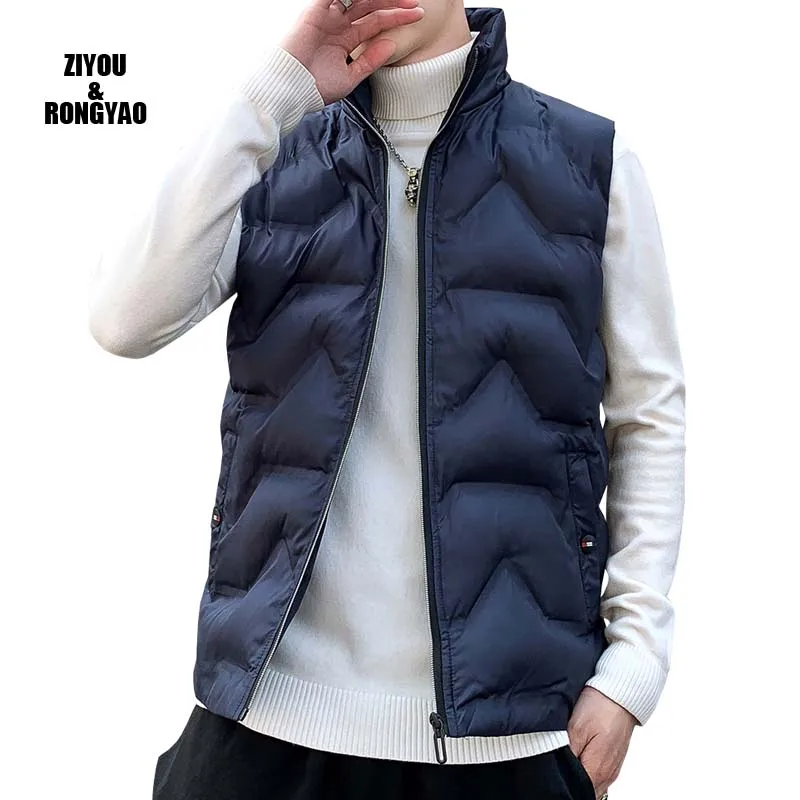 

2020 NEW Men Stylish Sleeveless Collar Outwear Light-weight Business-casual Duck Down Waistcoat Winter Short Down Jacket Coat