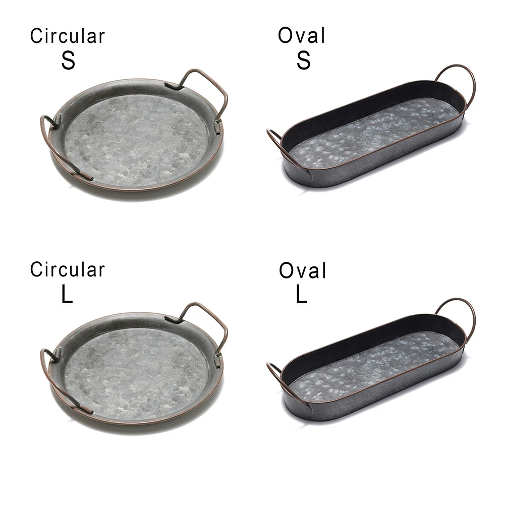 С ручками реквизит для фотографий лоток для хранения из кованого железа сервировочный сад ресторан хлебная тарелка кухонный органайзер для завтрака ретро